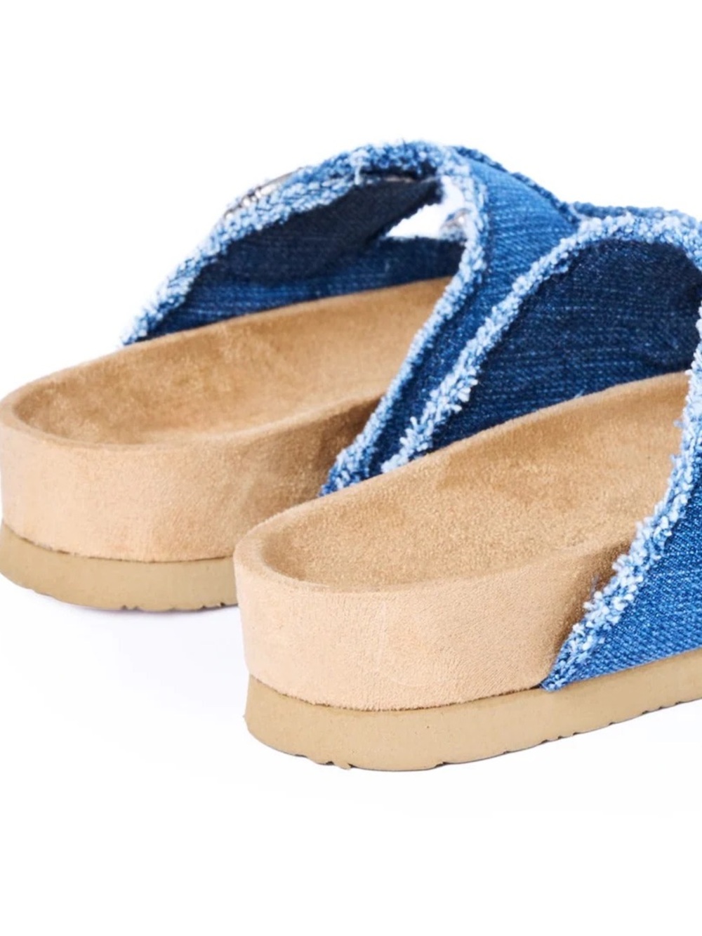 Minnetonka Blue Denim Double-Buckle Slide Sandals - Picture 6 of 7